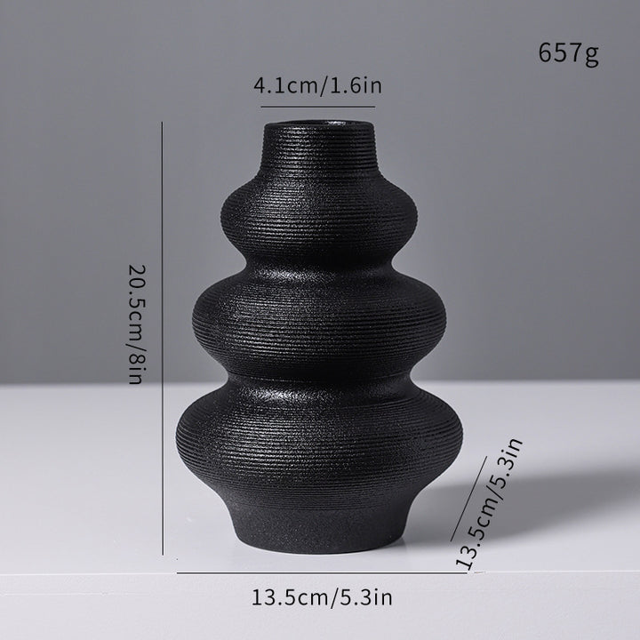 Modern Minimalist Ribbed Ceramic Vase