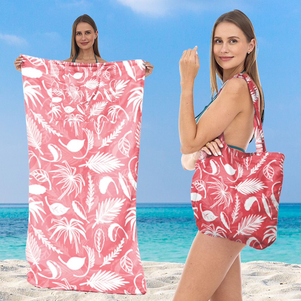Beach towel with integrated tote bag design Bowlift