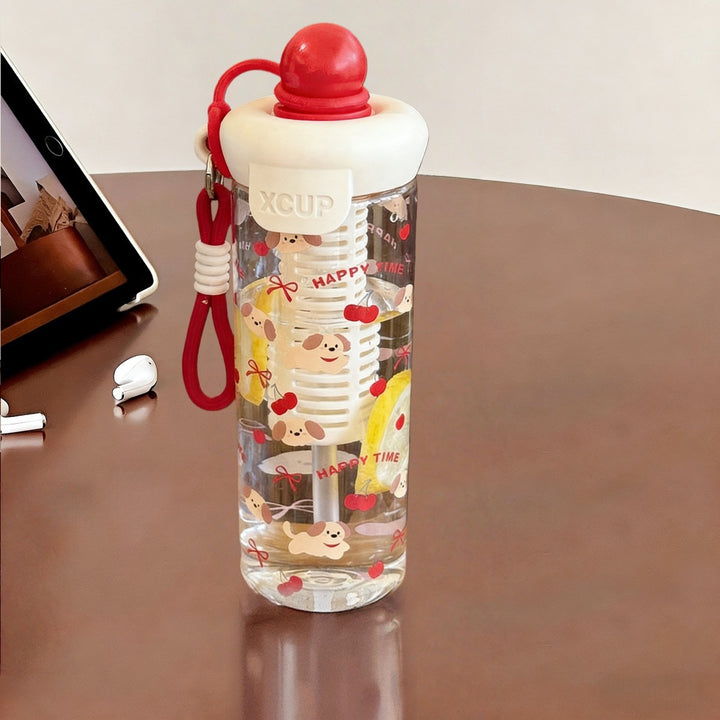 Women's playful water bottle with integrated fruit filter Bowlift