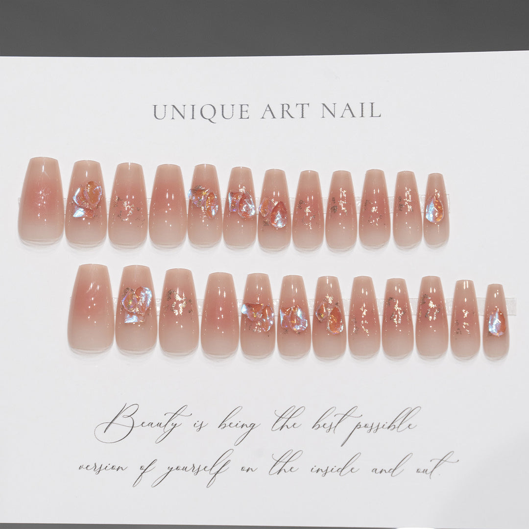 Artistic Press-On Nail Tips with Floral Design Bowlift