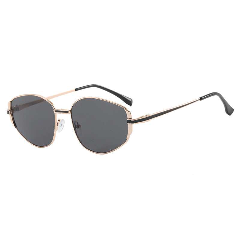 Women modern geometric sunglasses with stylish metal frame Bowlift