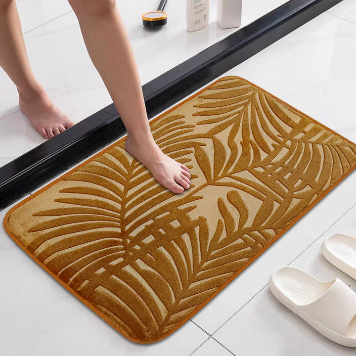 Tropical Leaf Design Memory Foam Bath Mat Bowlift
