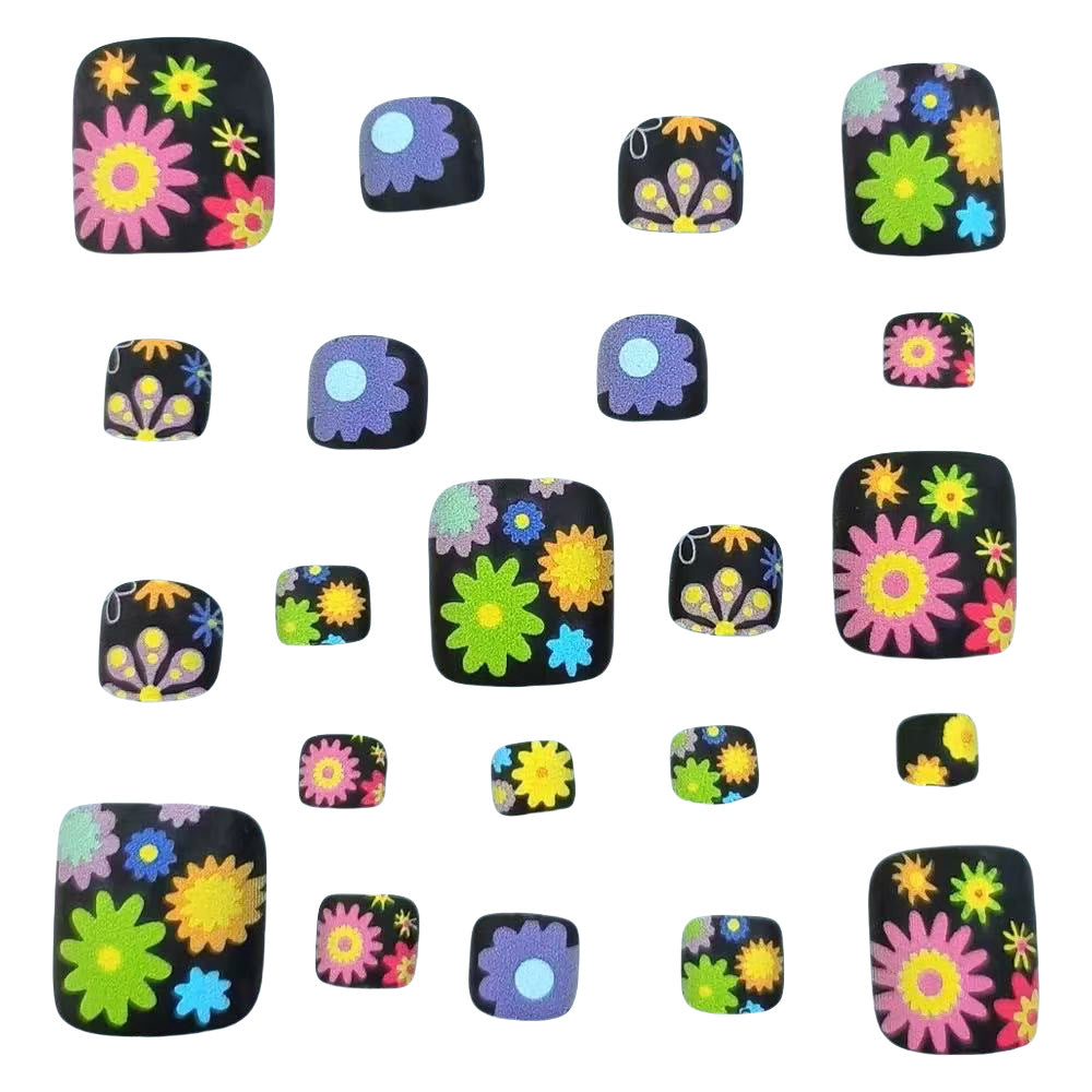 Nail art set with colorful flower designs Bowlift