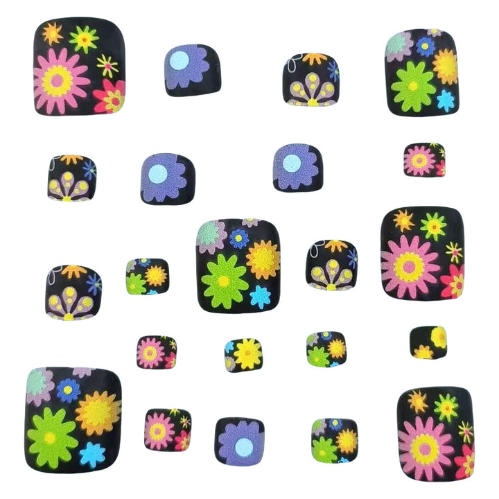 Nail art set with colorful flower designs Bowlift