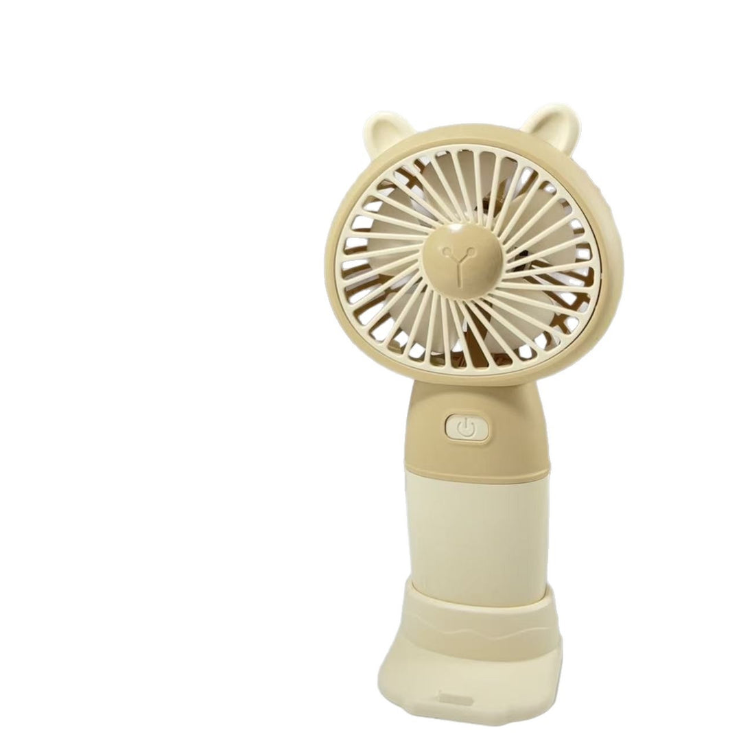 Ladies Portable Hand Fan with Animal Ears Bowlift
