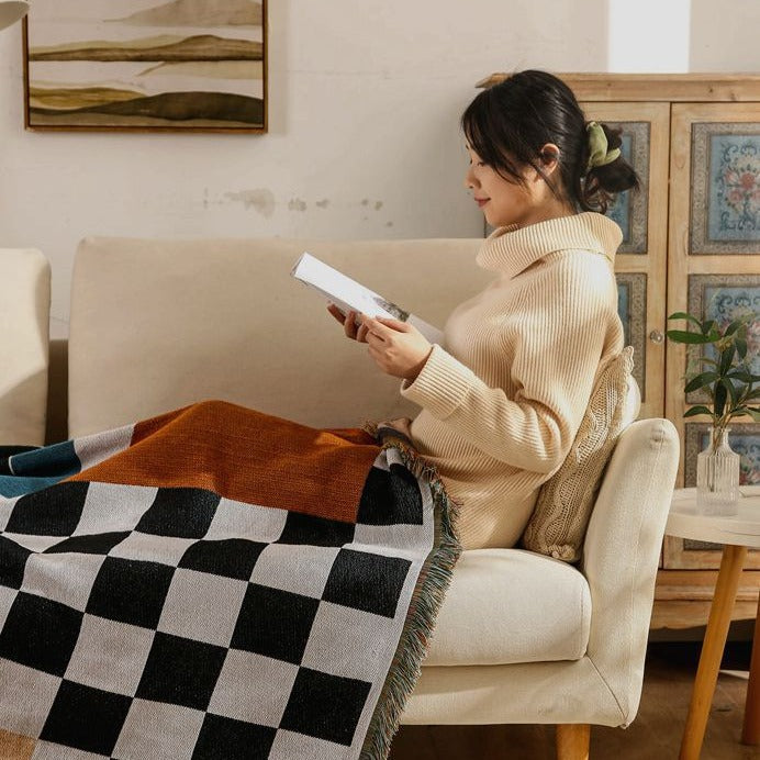 Artistic Checkerboard Throw Blanket