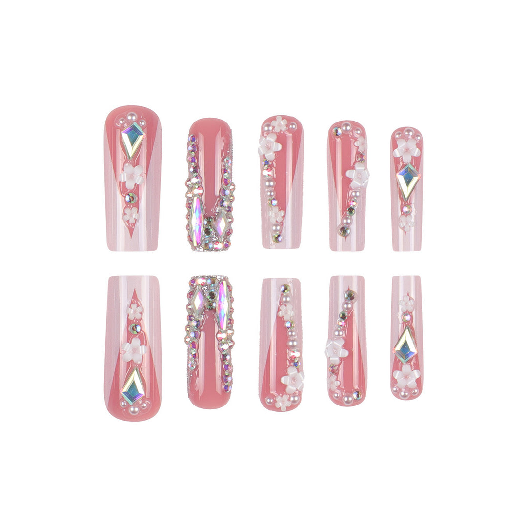 Decorative Floral Embellished Press-On Nails Bowlift