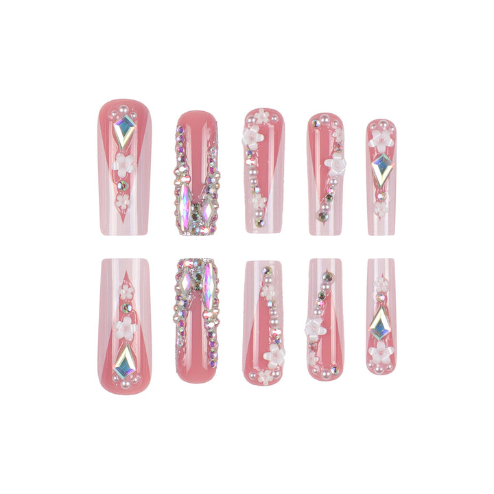 Decorative Floral Embellished Press-On Nails Bowlift