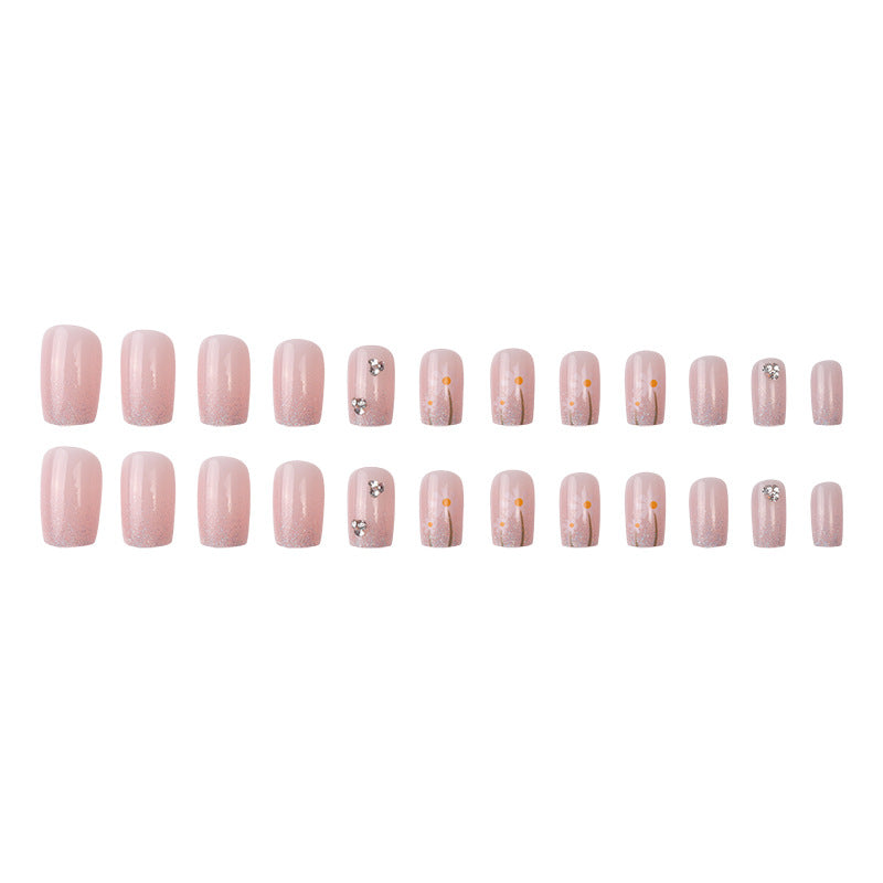 Glittery Floral Press-On Nail Set Bowlift