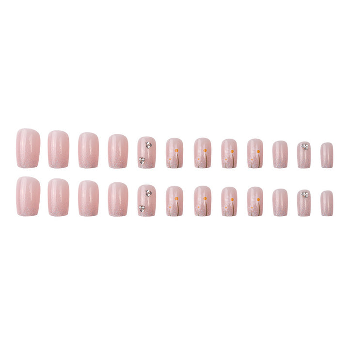 Glittery Floral Press-On Nail Set Bowlift