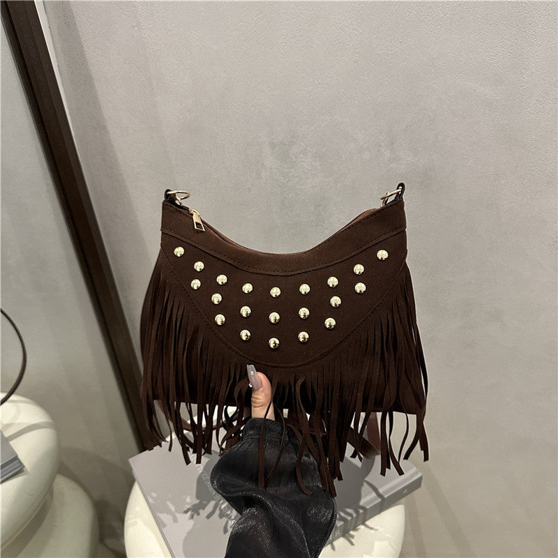 Bohemian Fringe Detail Crossbody Bag Bowlift