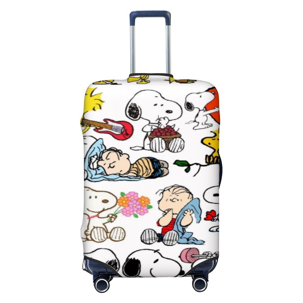 Unisex nano elastic suitcase cover with Snoopy comic motif, stretchy protective cover for trolley with four wheels Bowlift