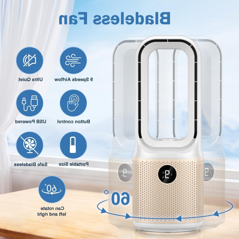 Unisex tower fan without rotor blades with intelligent timer Bowlift