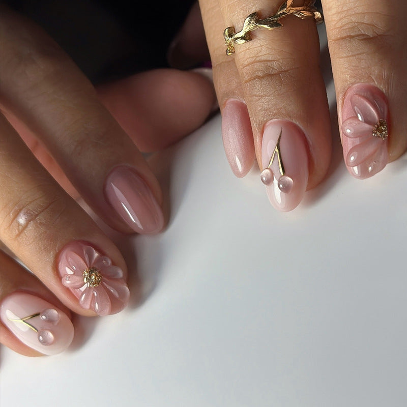 Floral Embellished Press-On Nails Bowlift