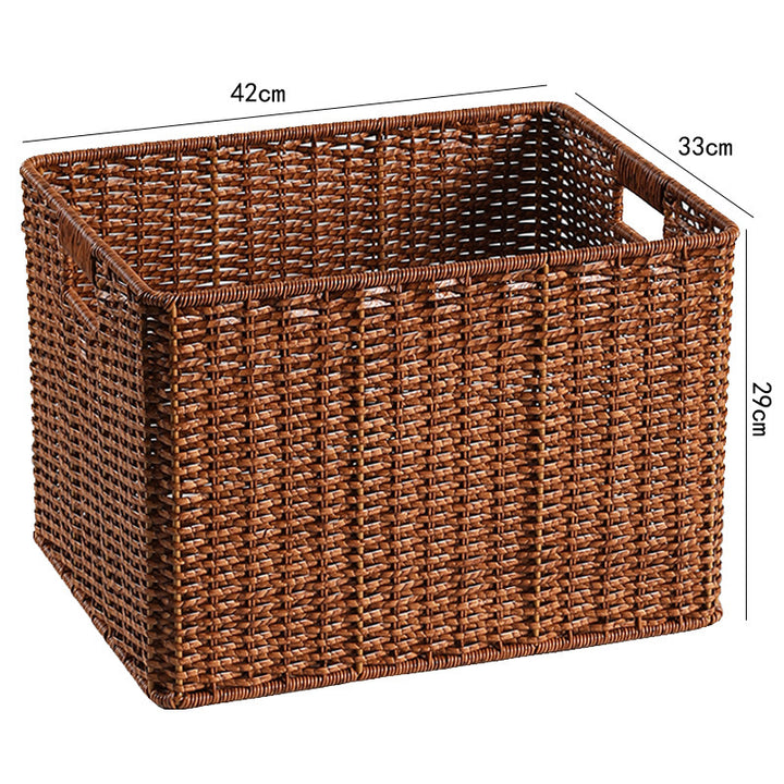 Large Woven Storage Bin with Ergonomic Cutout Handles Bowlift