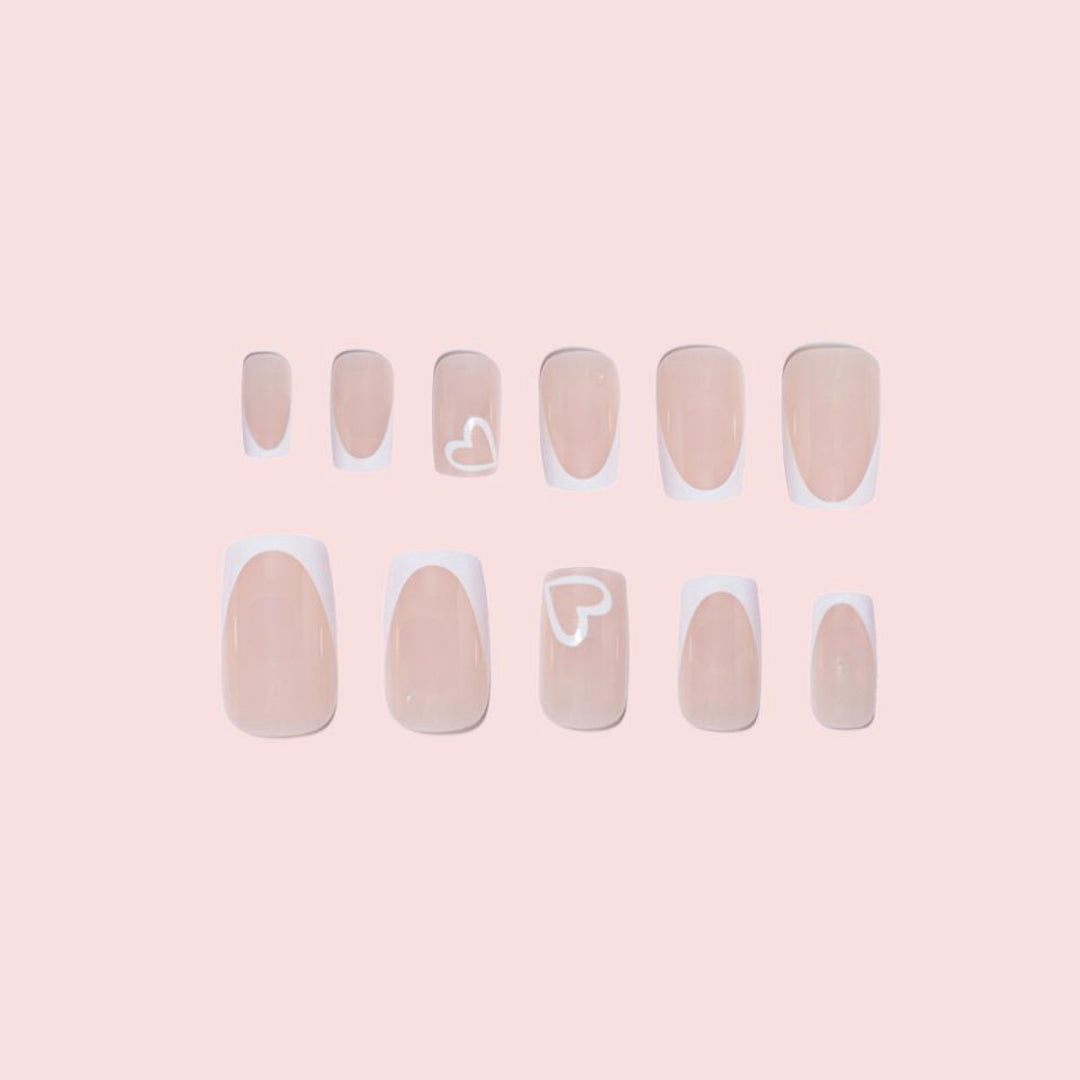 Elegant Heart-Embellished Nail Extensions Bowlift