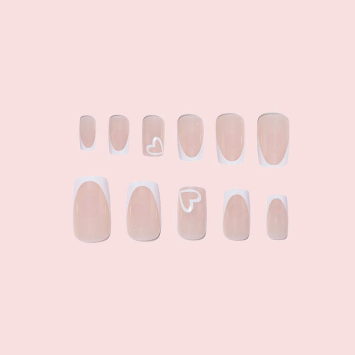 Elegant Heart-Embellished Nail Extensions Bowlift