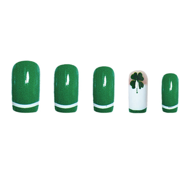 Glamorous Press-On Nail Art Set with Clover Motif Bowlift
