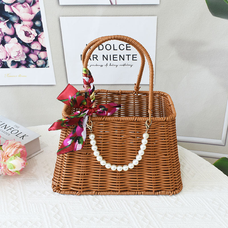 Elegant Handcrafted Rattan Tote Basket Bowlift