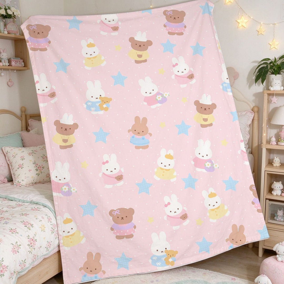 Cute Animal-Themed Fleece Throw Blanket