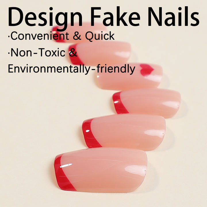 Creative Art Nail Set with Heart Accents Bowlift