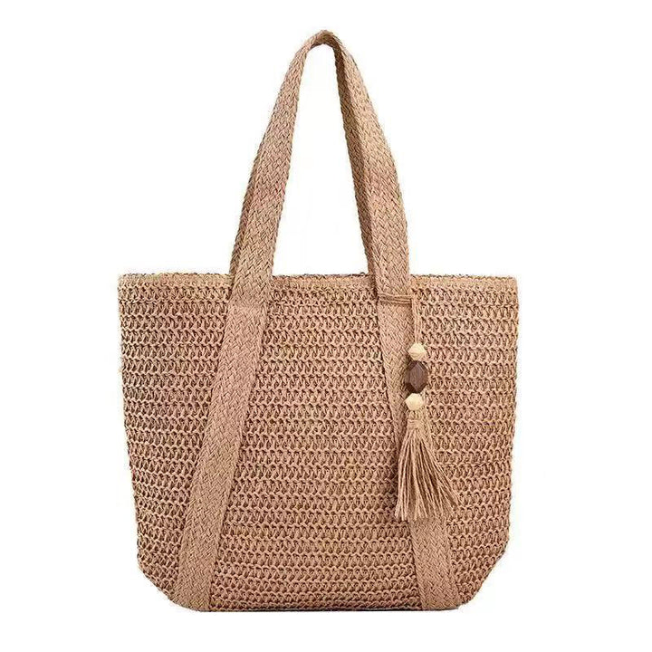 Handbag Made of Natural Weave with Decorative Tassel Detail Bowlift