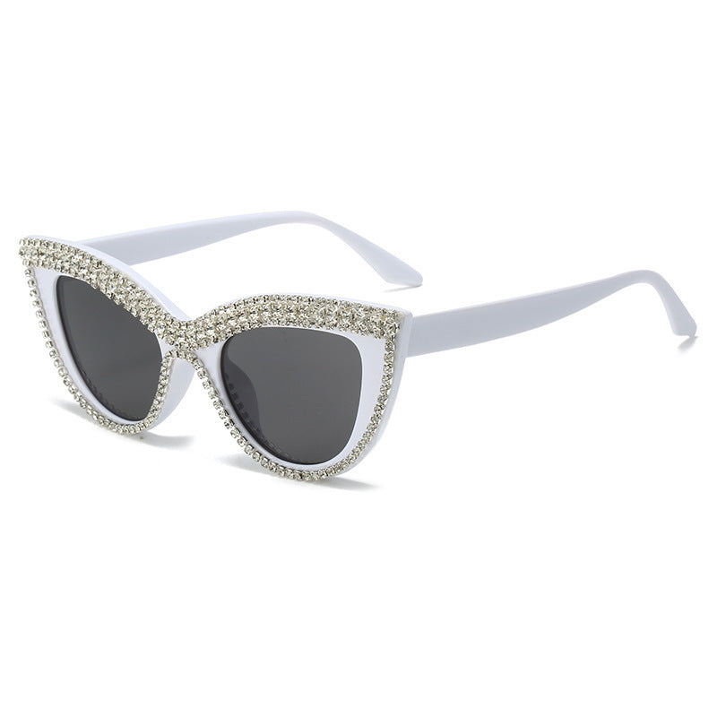 Glamorous Rhinestone-Embellished Shield Sunglasses Bowlift