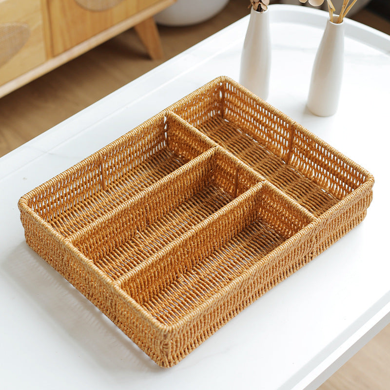 Unisex Handwoven Storage Basket with Multiple Compartments Bowlift