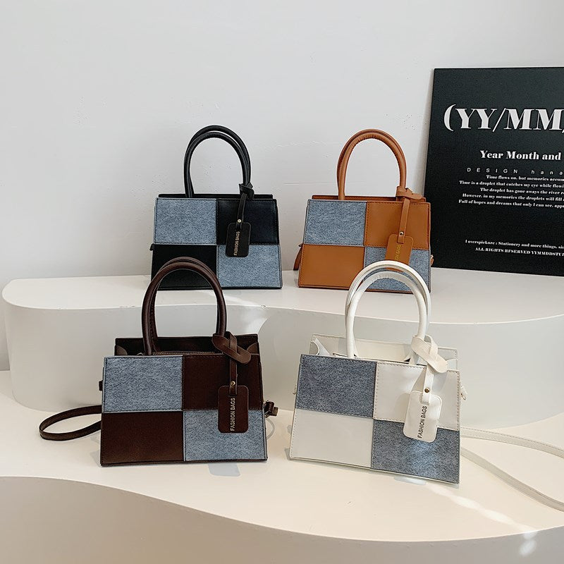 Geometric Patterned Handheld Tote Bag Bowlift