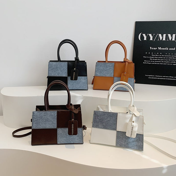 Geometric Patterned Handheld Tote Bag Bowlift