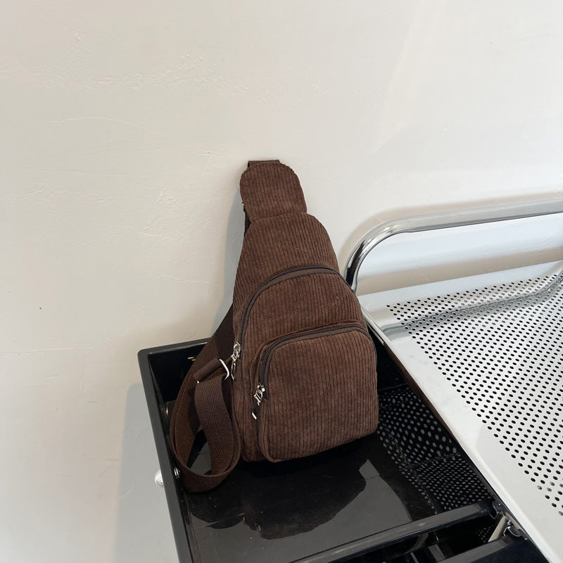 WoMulti-Compartment Corduroy Sling Bag Bowlift
