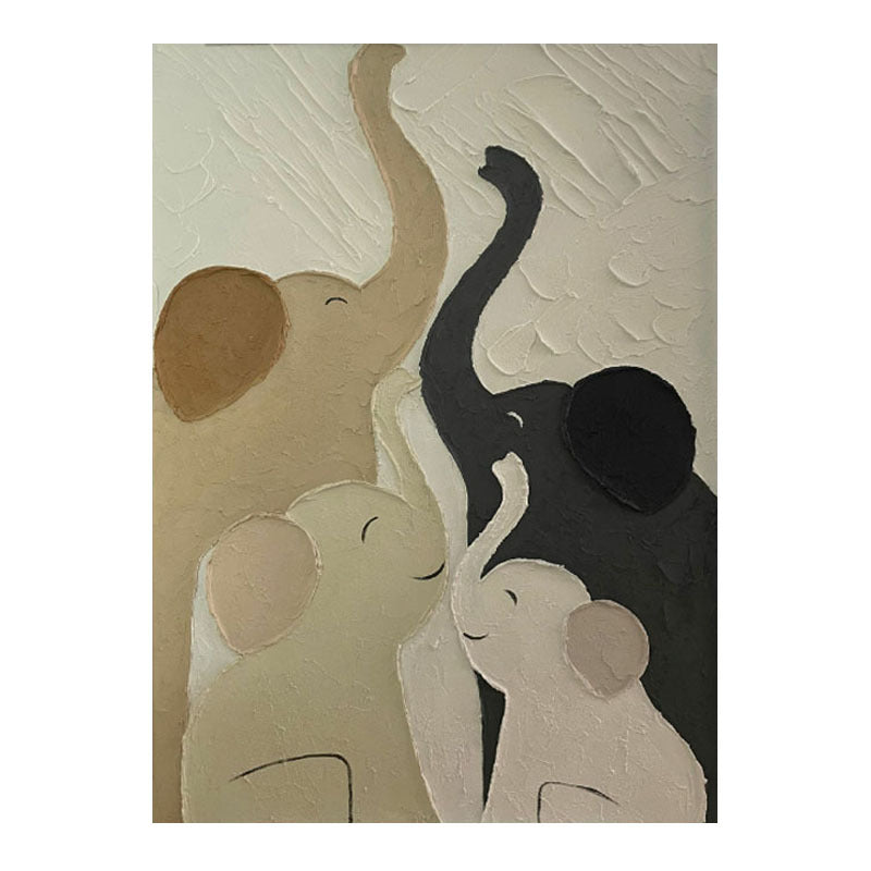 Textured Elephant Family Canvas Artwork
