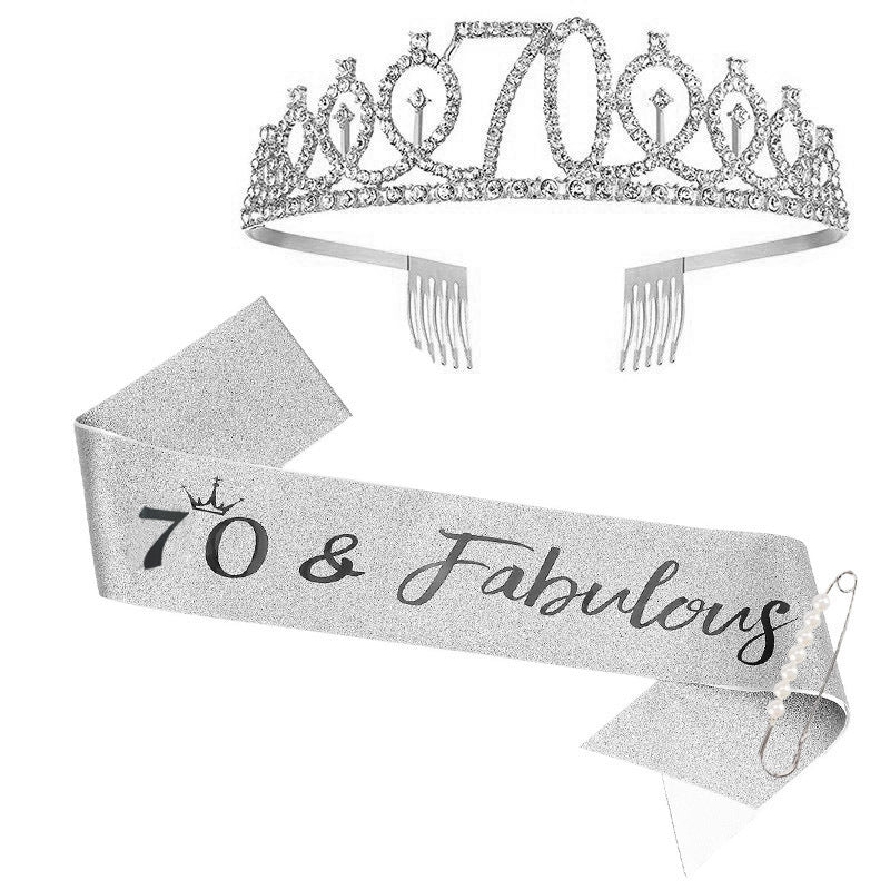 Ladies Sparkling Tiara with personalized 80th Birthday Inscription Bowlift
