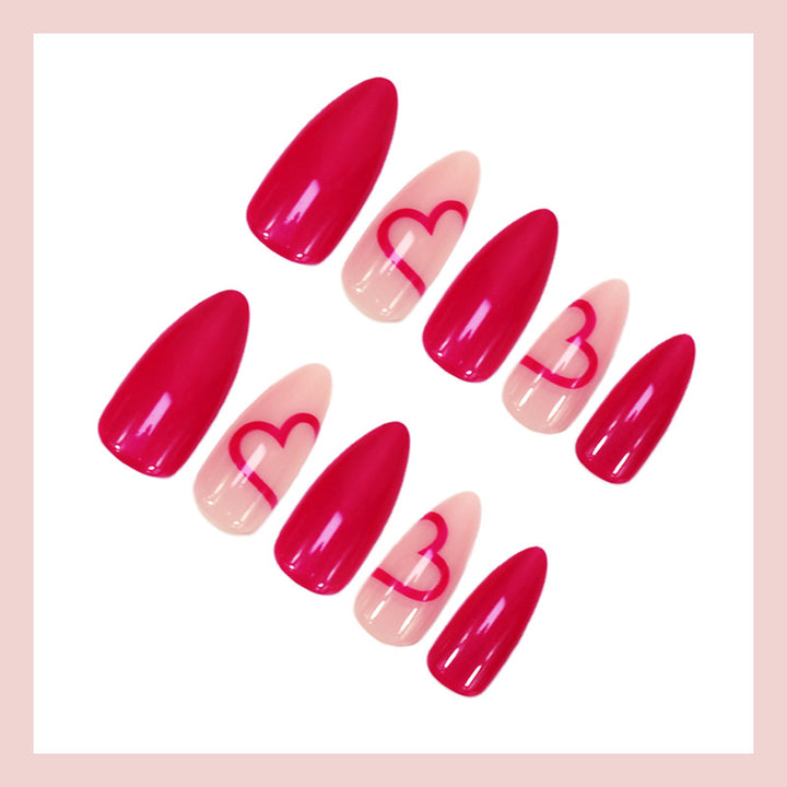 Artificial nail set with romantic heart designs Bowlift