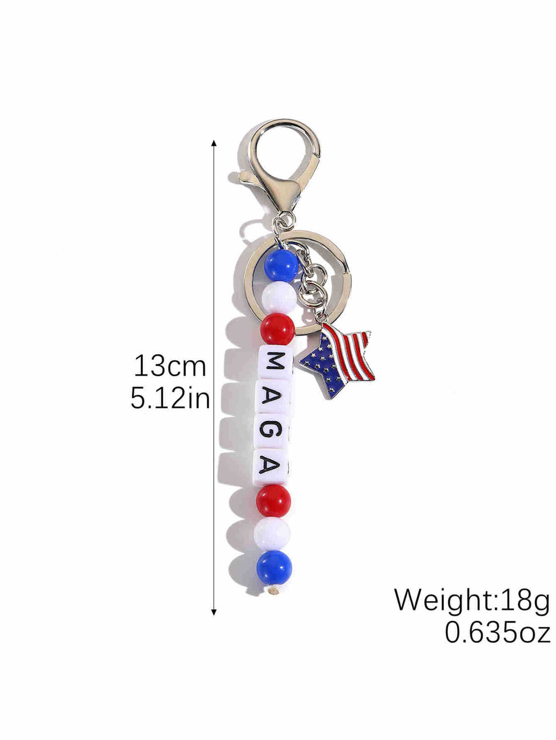 Unisex keychain with letter beads and American star pendant Bowlift
