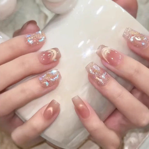 Elegant Glittery Long-Lasting Press-On Nails Bowlift
