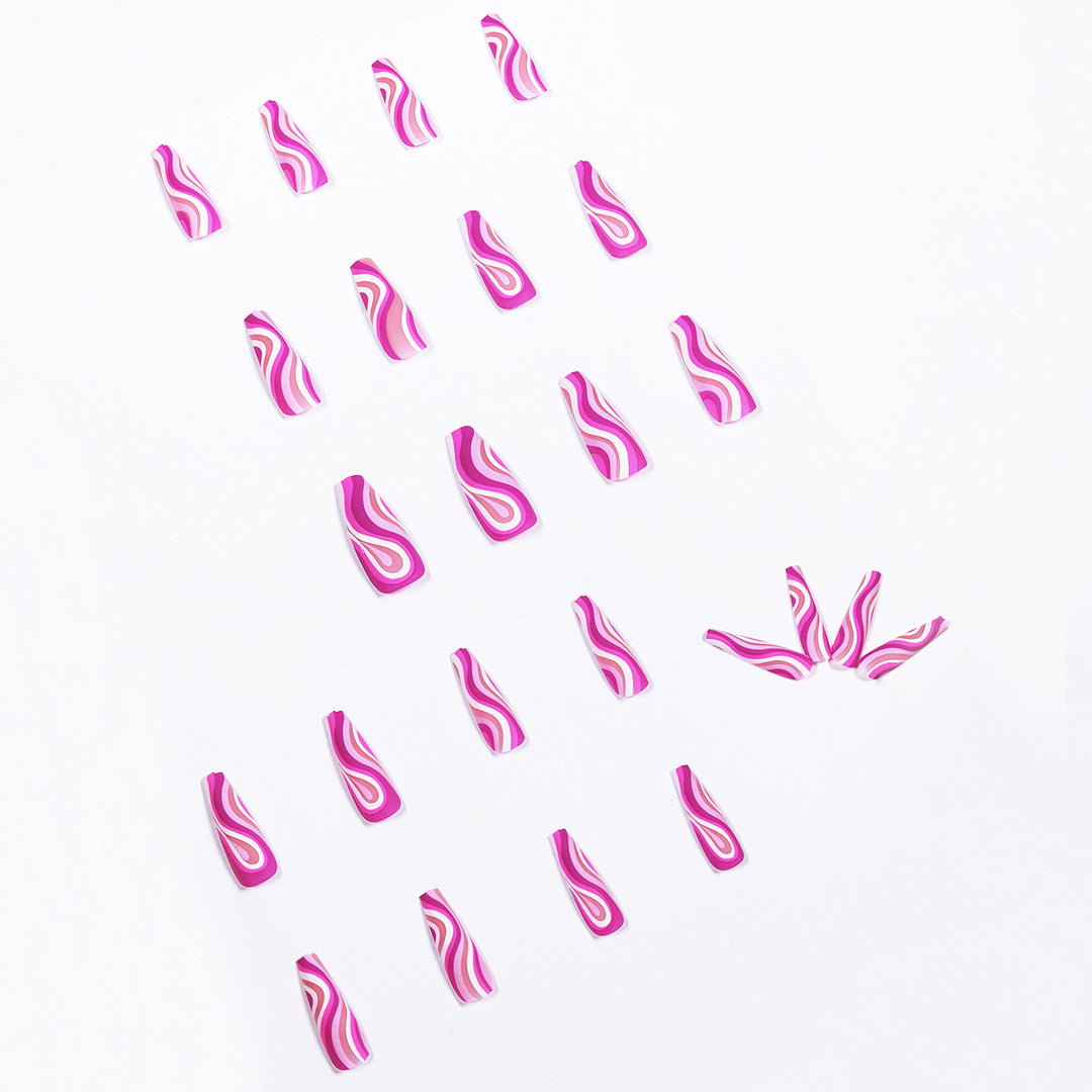 Artistic acrylic nails in ombre design with modern wave patterns Bowlift