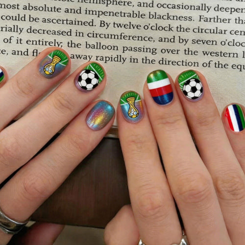 Creative nail art design with football motifs Bowlift