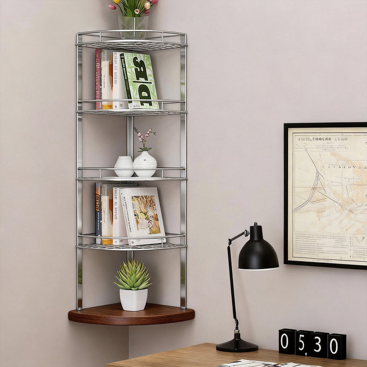 Quarter-Round Corner Floating Wall Shelf with Concealed Brackets