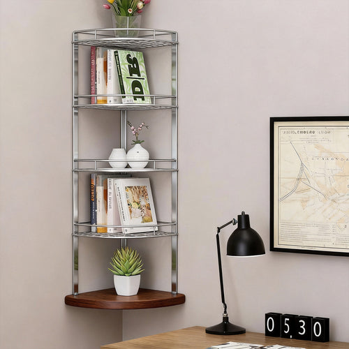 Quarter-Round Corner Floating Wall Shelf with Concealed Brackets