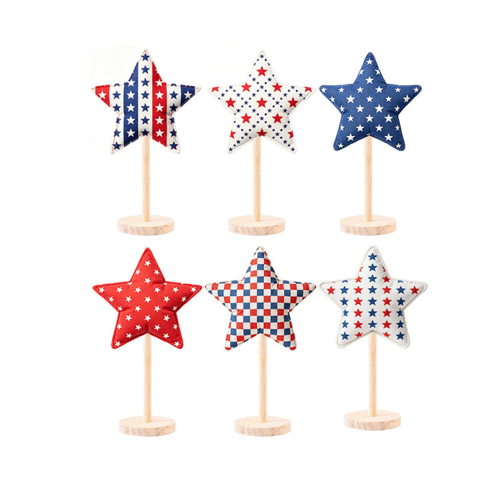 Unisex decorative fabric star display with wooden base Bowlift