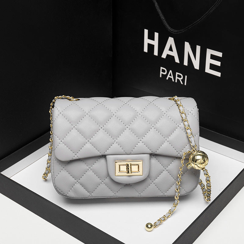 Quilted Chain-Accented Crossbody Handbag