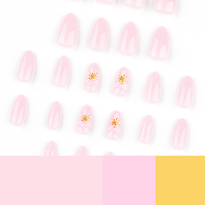 Artful Nail Extensions with Delicate Flower Designs Bowlift