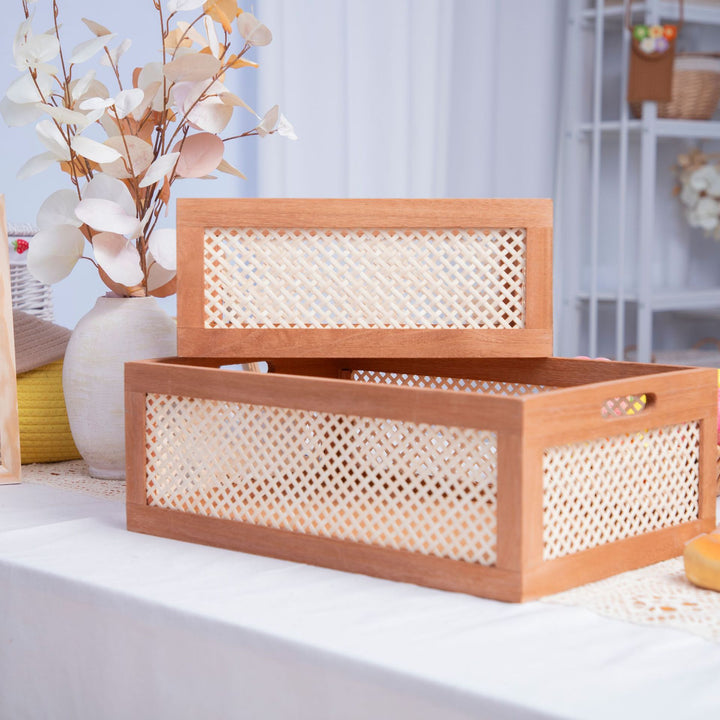 Natural Wooden Storage Bins Bowlift