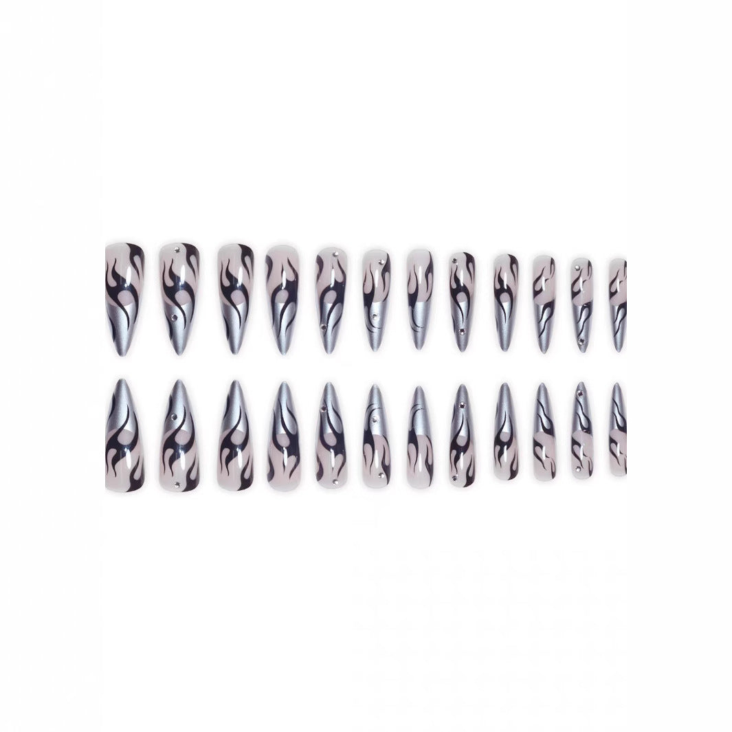 Artistic Flame Nail Design Bowlift