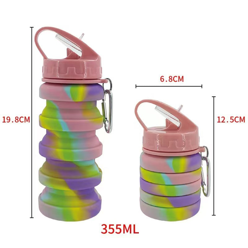 Women's foldable silicone drinking bottle with carabiner Bowlift
