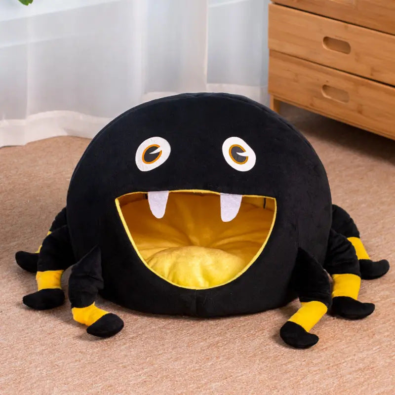 Cozy Spider-Themed  Hideaway  Dog Bed