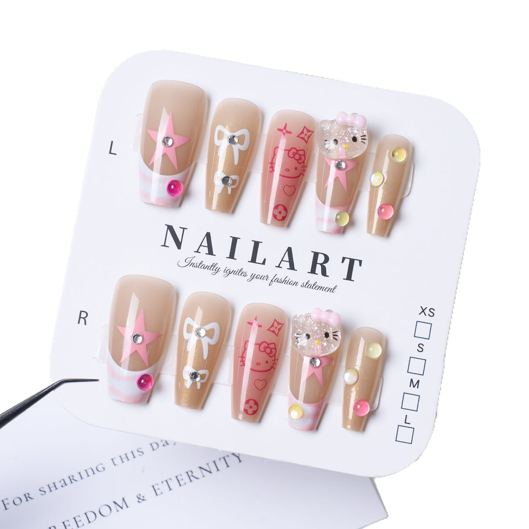 Elegant Stiletto Press-On Nails with Floral Design Bowlift