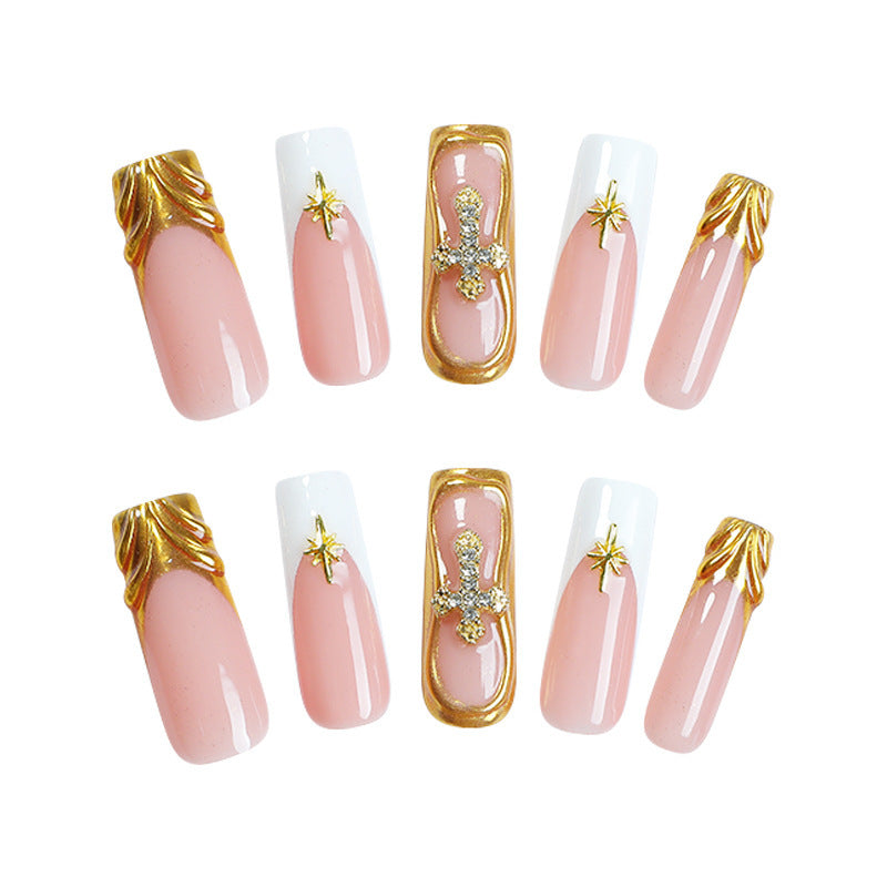Creative Nail Art Set with Sparkling Gold Accents Bowlift
