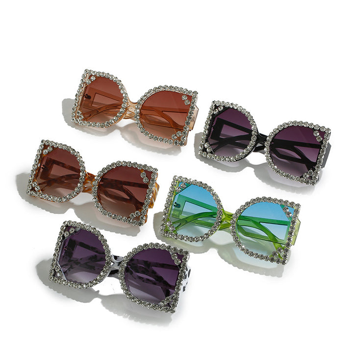 Statement Rhinestone-Embellished Hexagonal Sunglasses Bowlift